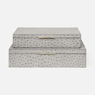 Imani Ostrich Embossed Leather Box - Set of 2