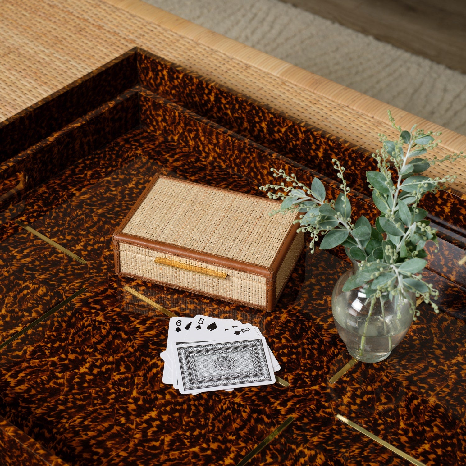 Milton Faux Tortoise Tray - Set of 2