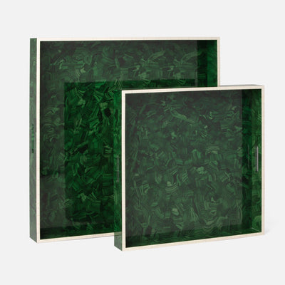 Nikolai Faux Malachite Tray - Set of 2