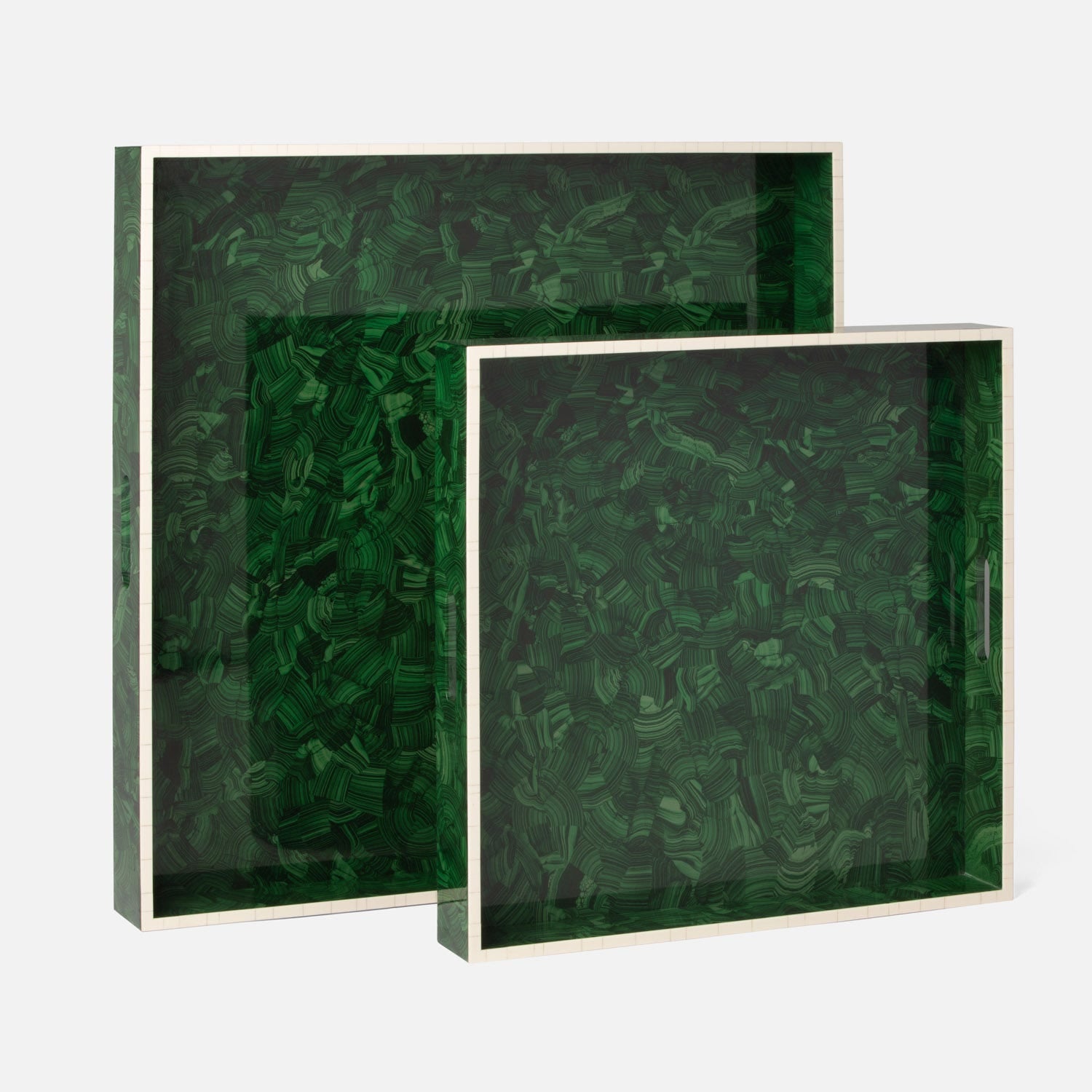 Nikolai Faux Malachite Tray - Set of 2