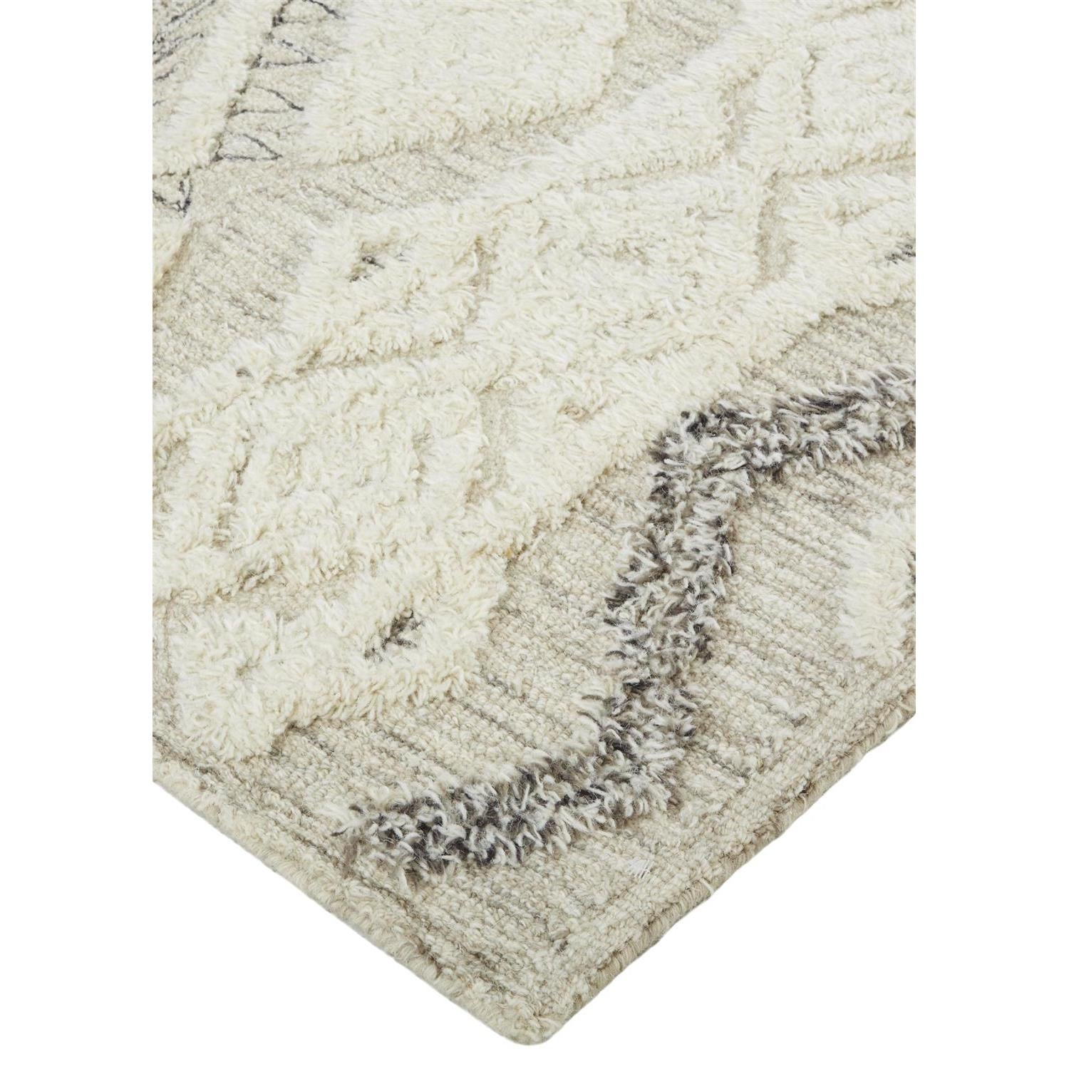 Feizy Anica 8006F Transitional Geometric Rug in Ivory/Taupe/Gray
