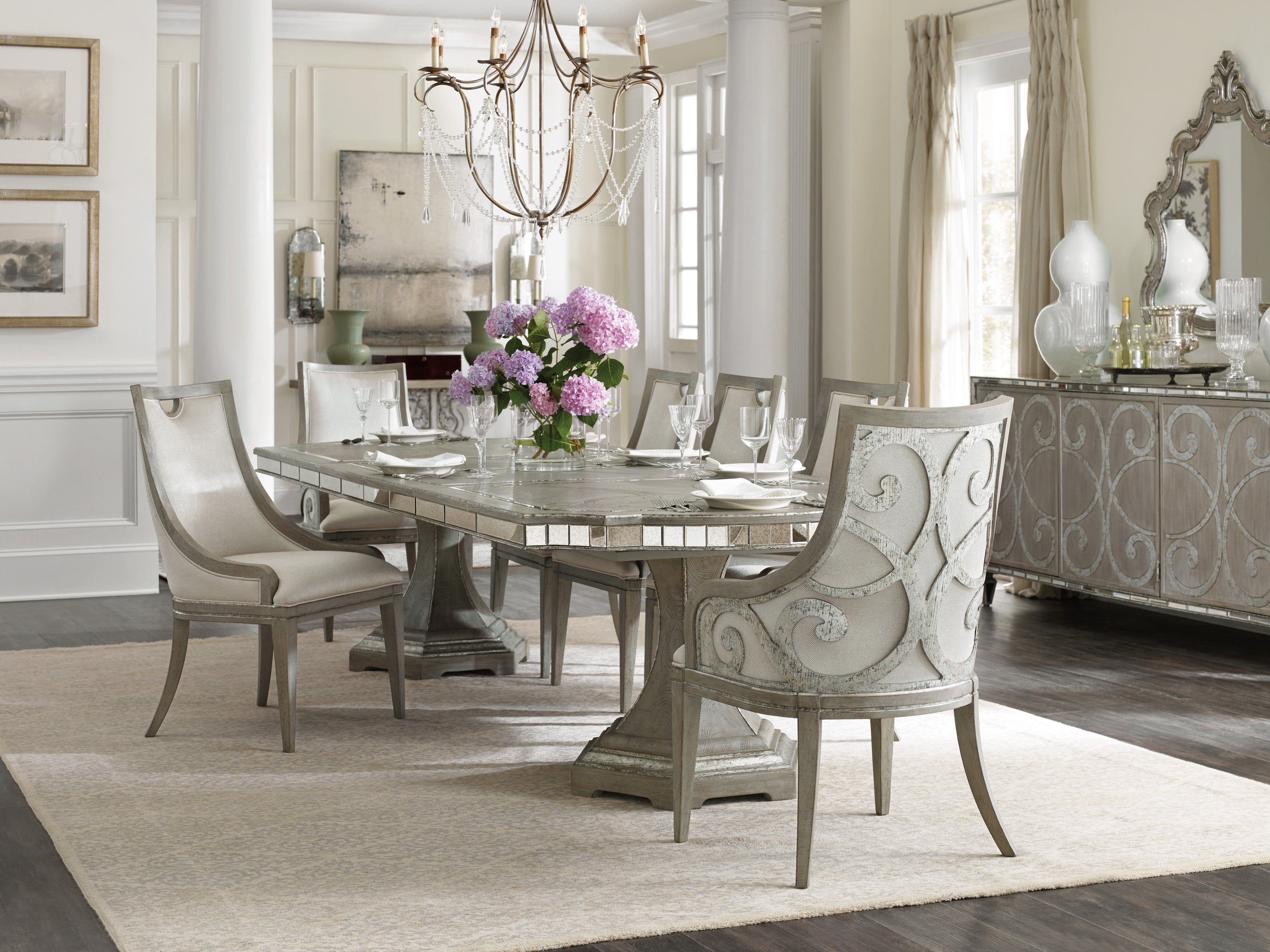 Hooker Furniture Sanctuary Rectangle Dining Table with Two 20-inch Leaves