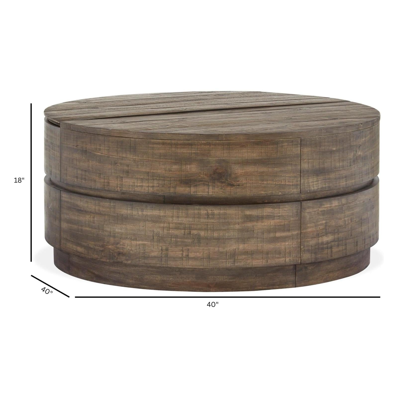 Magnussen Home Baisden Tobacco Lift Top Round Cocktail Table With Casters