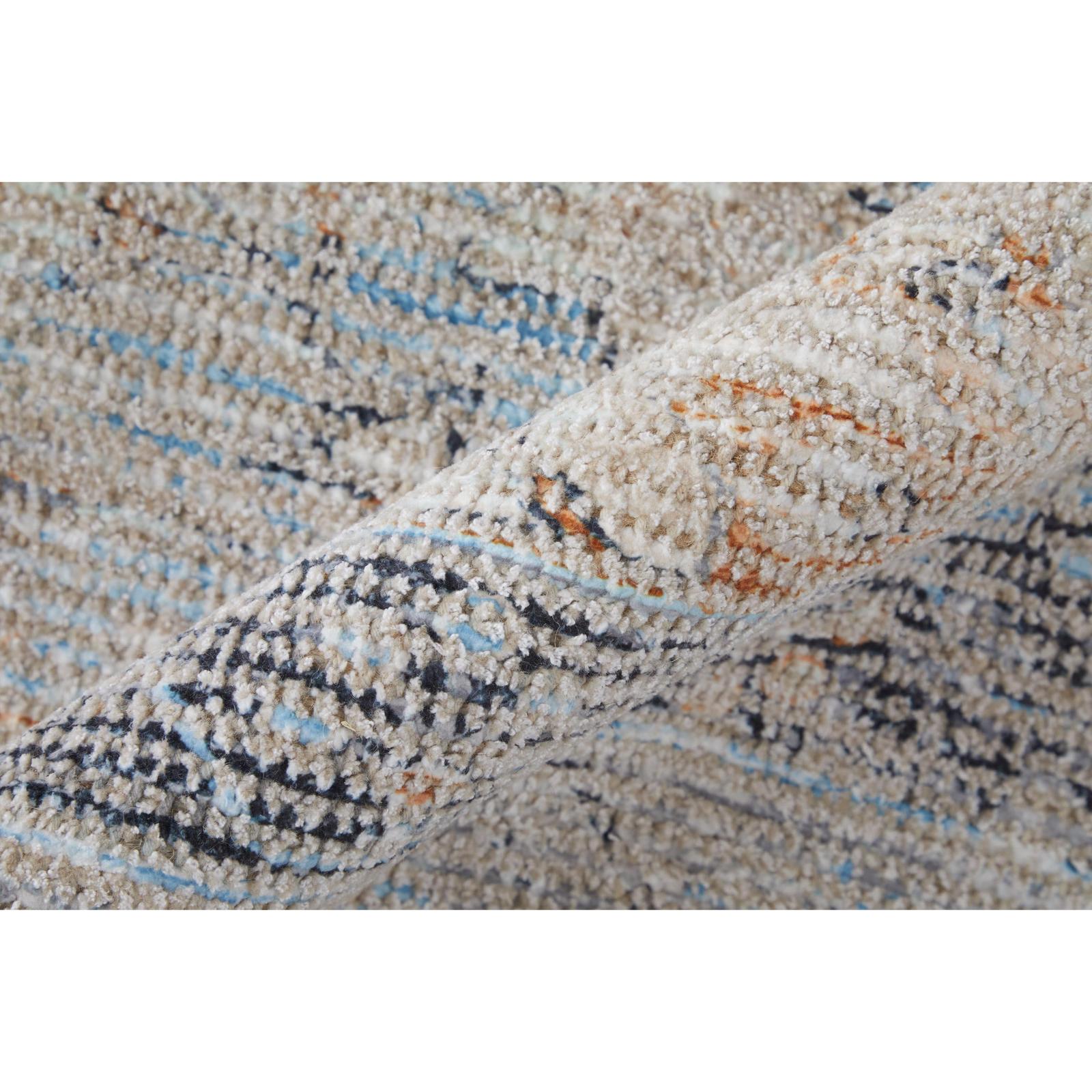 Feizy Caldwell 8980F Transitional Medallion Rug in Ivory/Blue/Orange