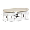 Magnussen Home Jennings Edgecomb Grey And Weathered Antique Nickel Oval Cocktail Table With 2 Ottomans