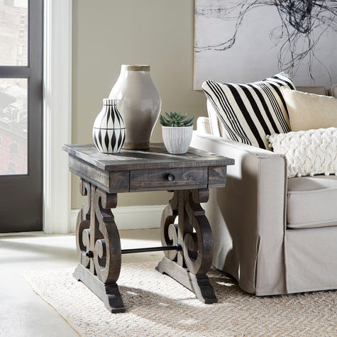 Magnussen Home Bellamy Peppercorn Rectangular End Table