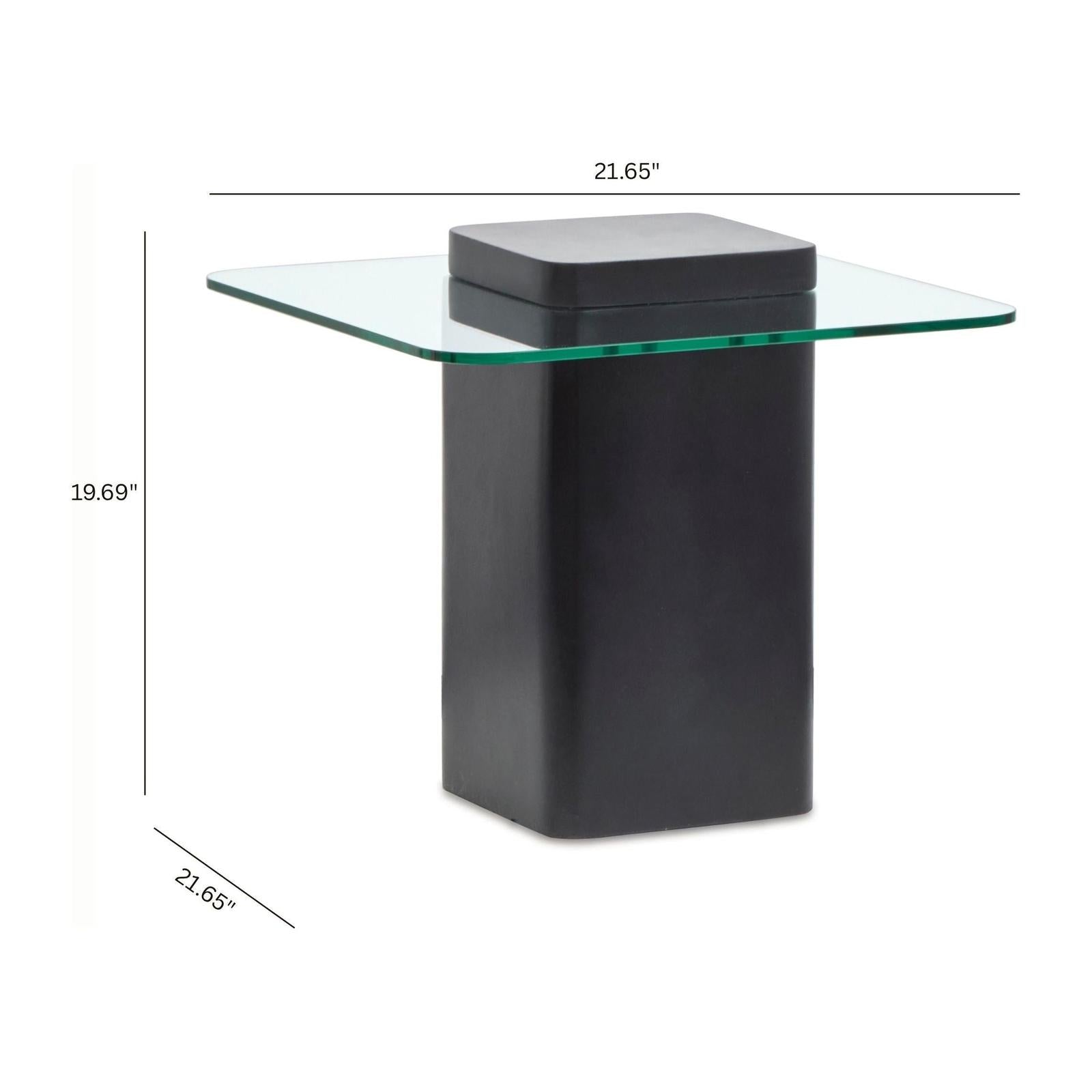 Magnussen Home Donora Clear Glass And Obsidian Square End Table