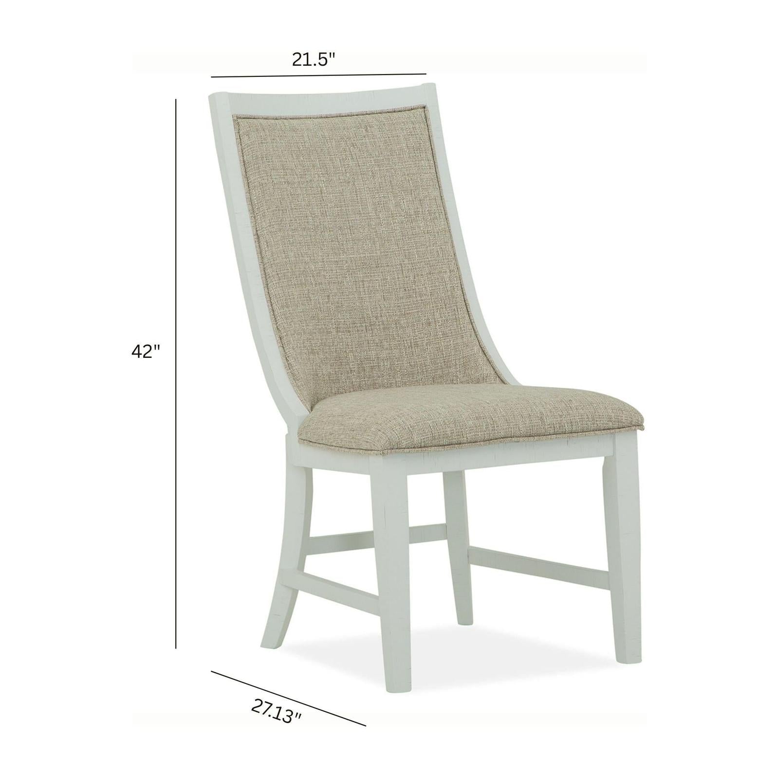 Magnussen Home Heron Cove Chalk White And Dovetail Grey Upholstered Host Chair Set of 2