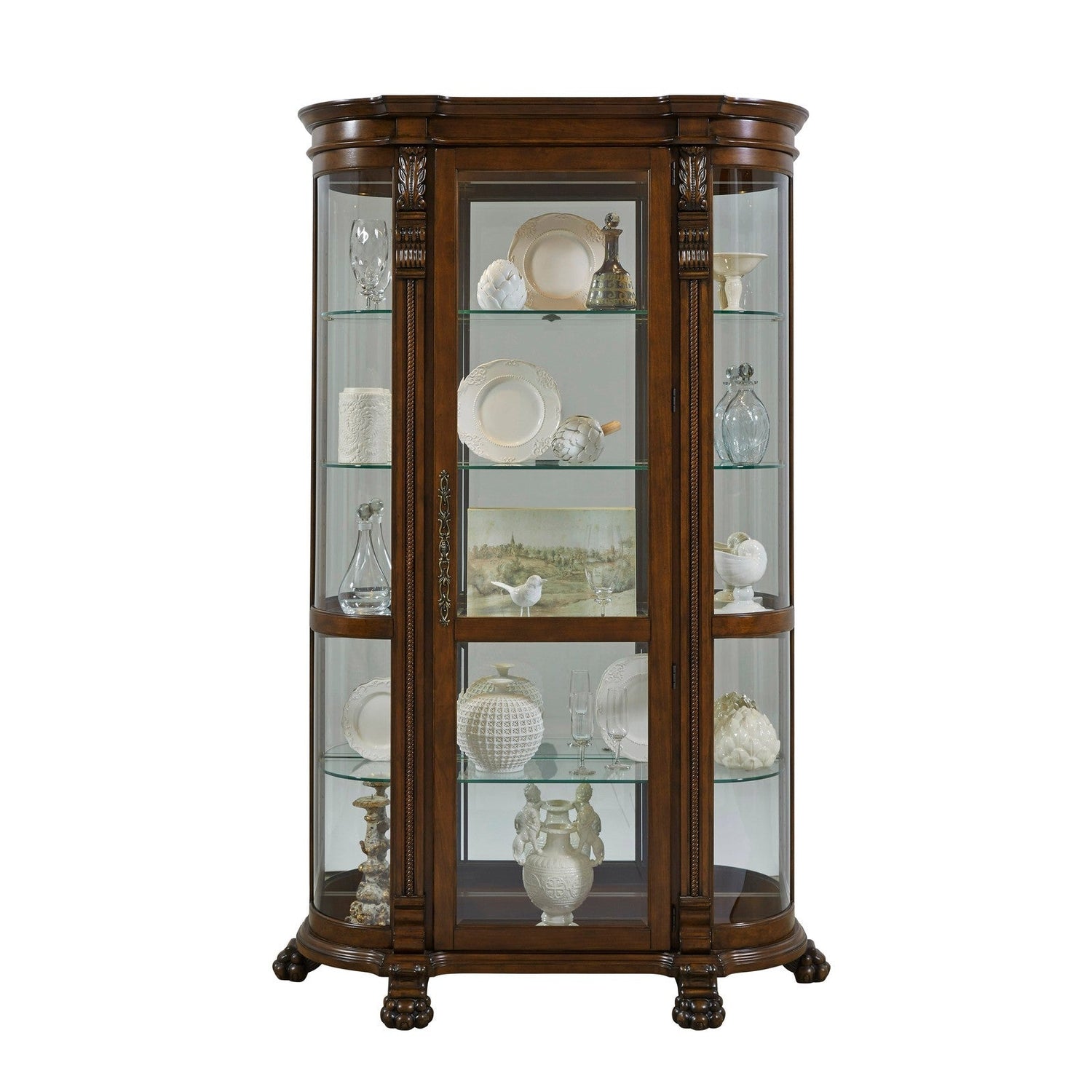 Pulaski Furniture PFC Curios Lighted Curio Curved Front 4 Shelf Cabinet