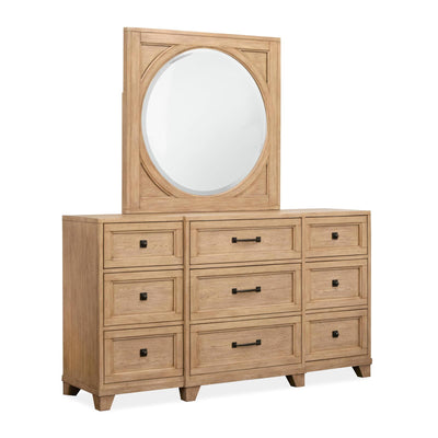 Magnussen Home Coventry Honey Wheat Drawer Dresser With Square Mirror