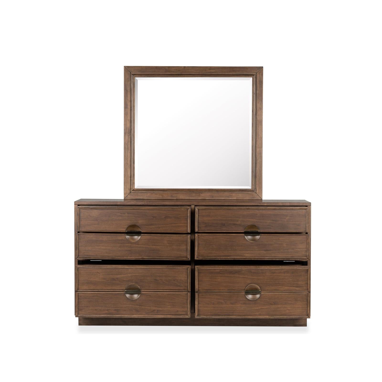Magnussen Home Selena Brown Double Drawer Dresser With Landscape Mirror