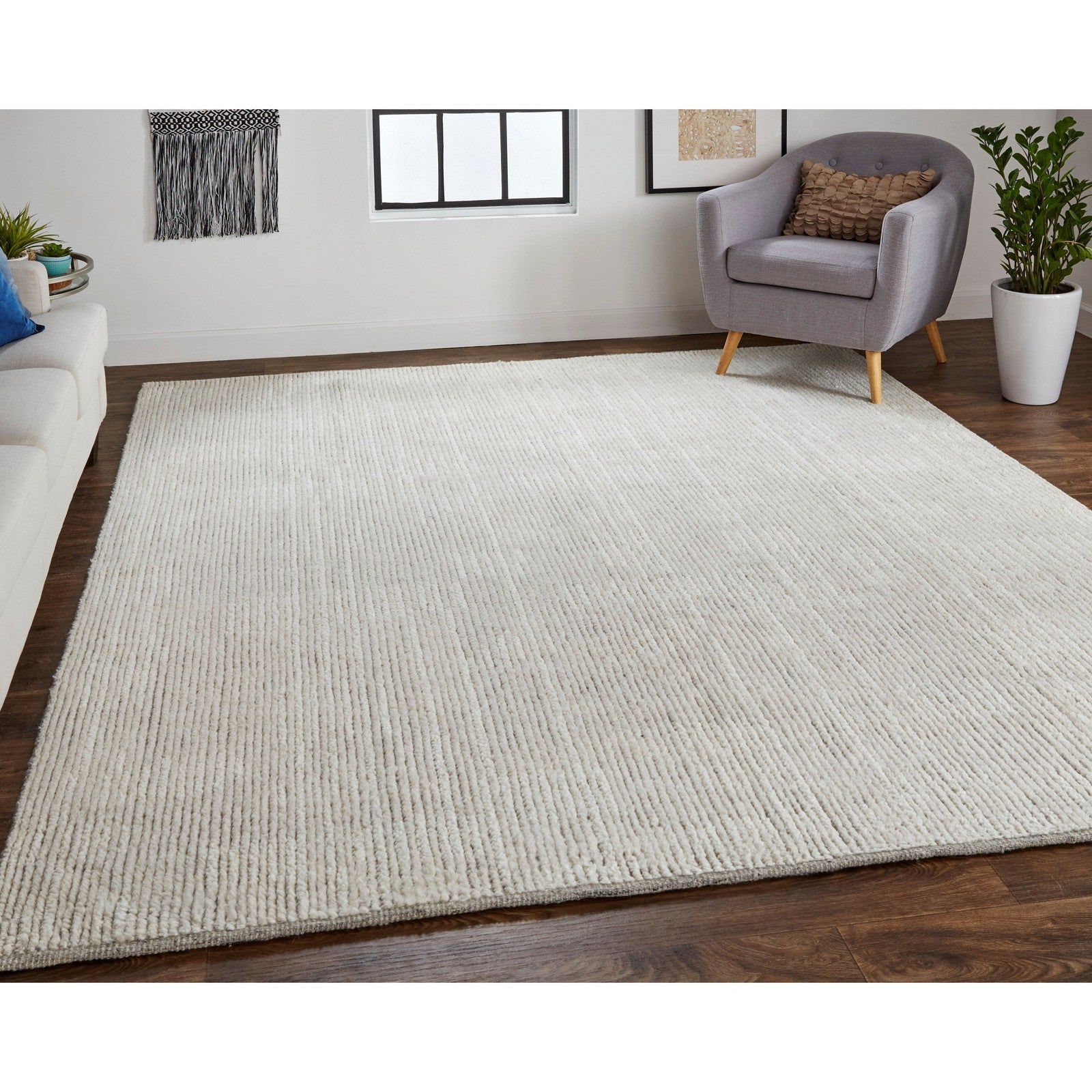 Feizy Alford 6922F Modern Solid in Ivory/Tan