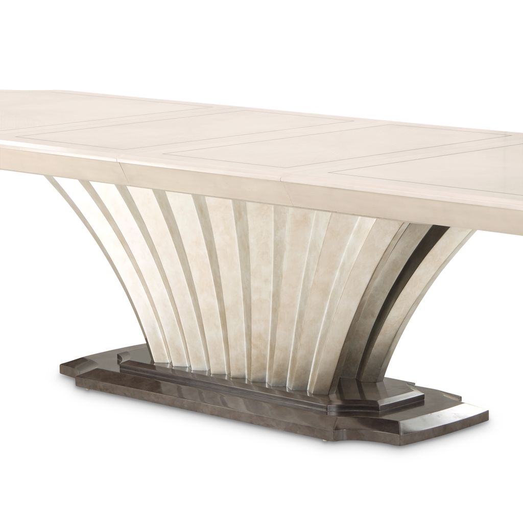 Michael Amini Fantosini Pedestal Dining Table - Silver Mist