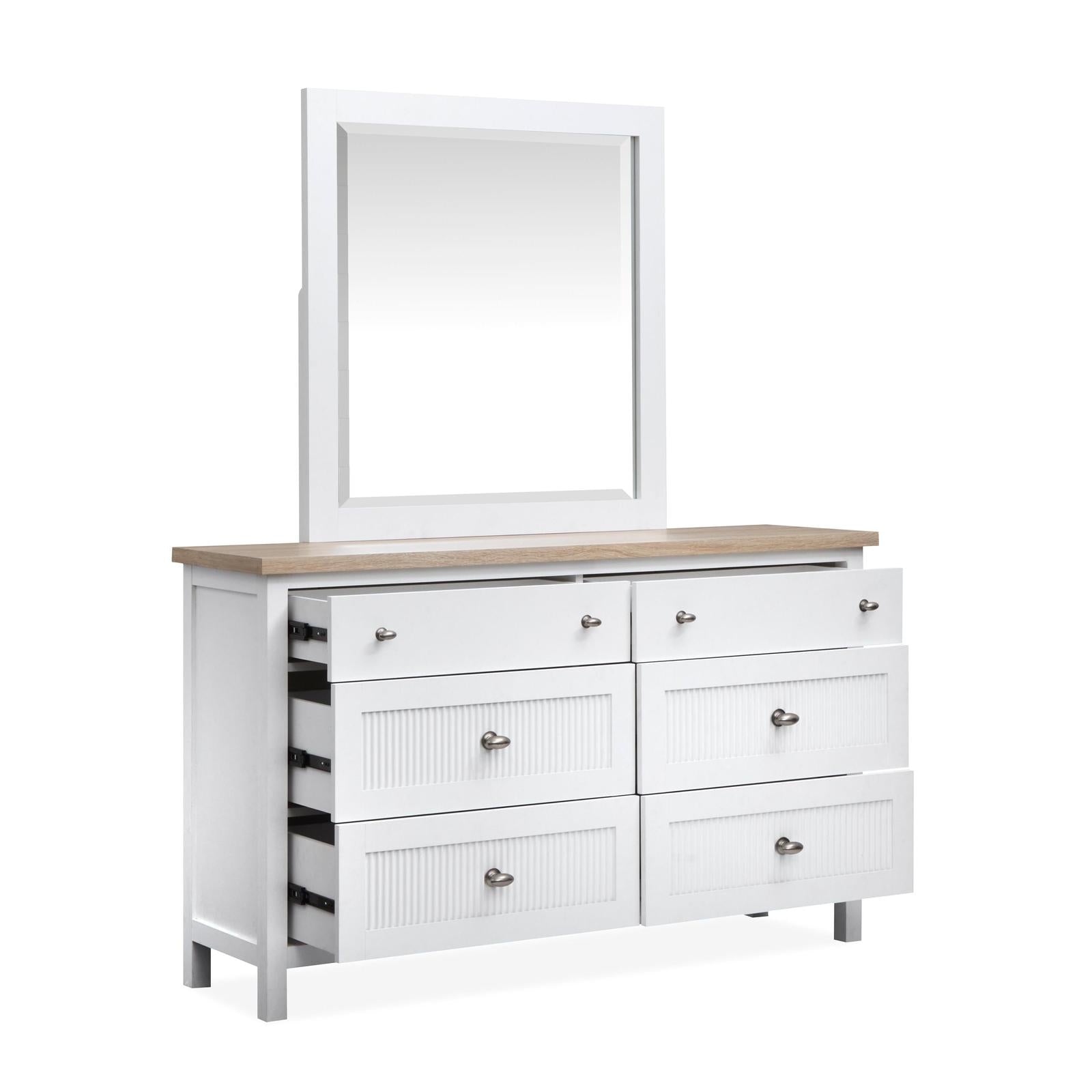 Salt Life Home Windmill Harbour White Whisp and Sand Double Drawer Dresser with Portrait Mirror Sale
