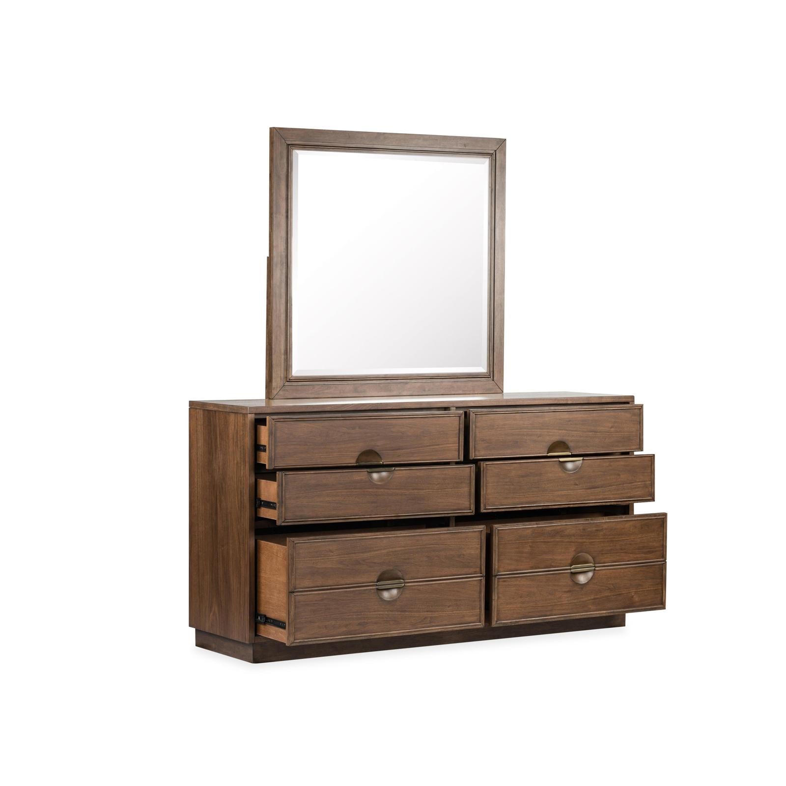 Magnussen Home Selena Brown Double Drawer Dresser With Landscape Mirror