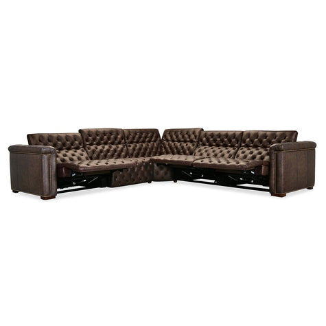 Hooker Furniture Savion Deux 5 Seat Sectional with Four Power Recliners and Six Power Headrests