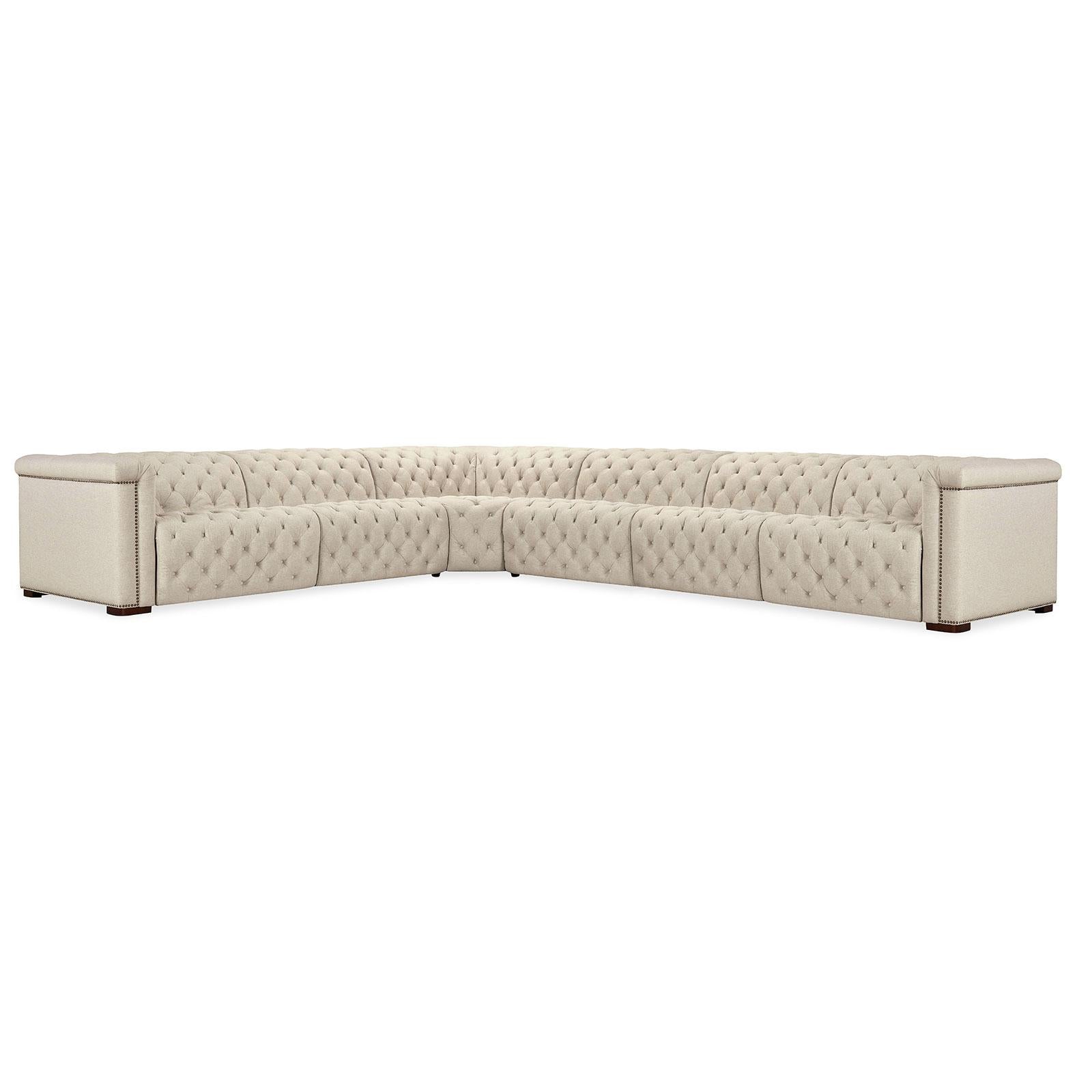 Hooker Furniture Savion Deux 6 Seat Sectional with Three Power Recliners and Seven Power Headrests