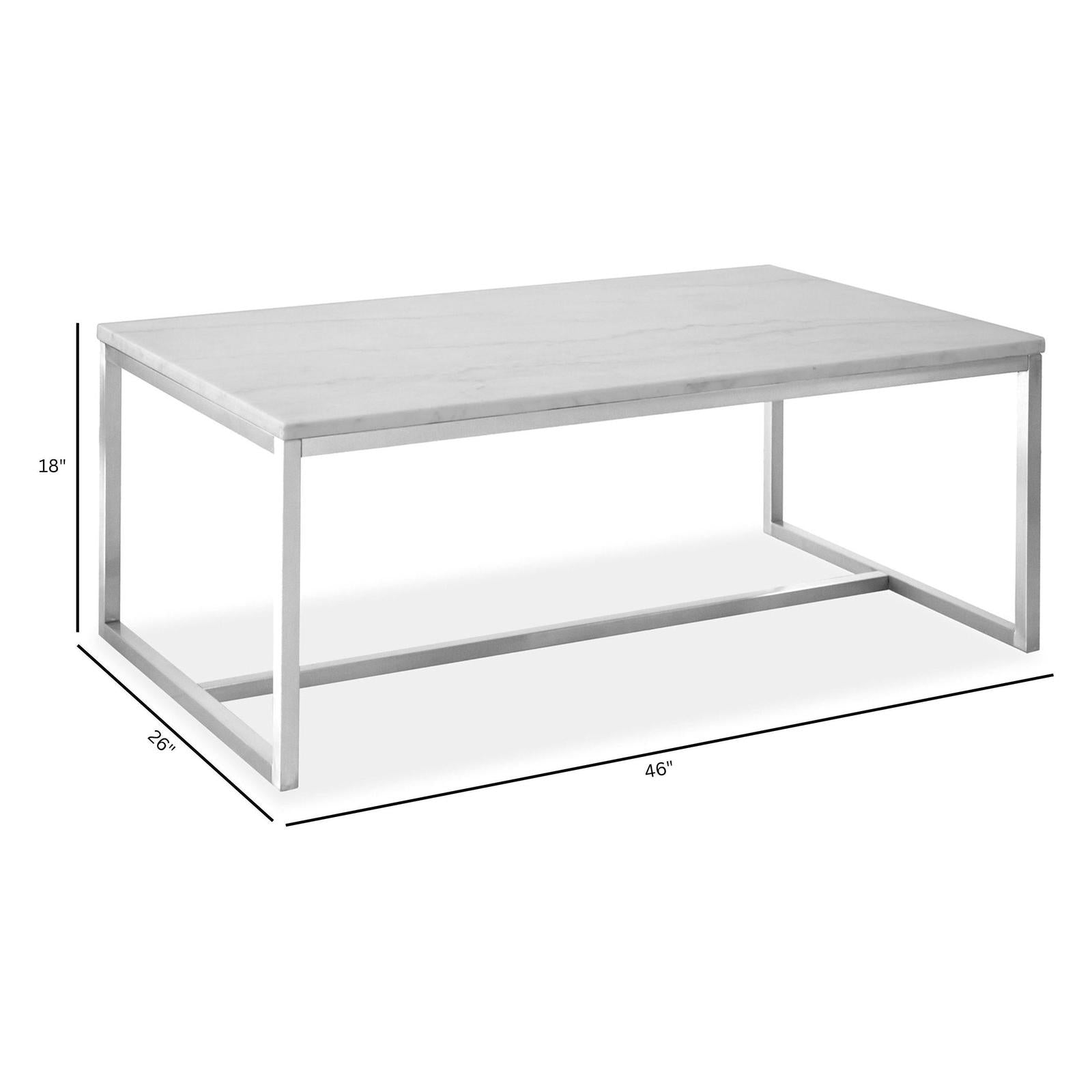 Magnussen Home Esme White Marble And Brushed Nickel Rectangular Cocktail Table