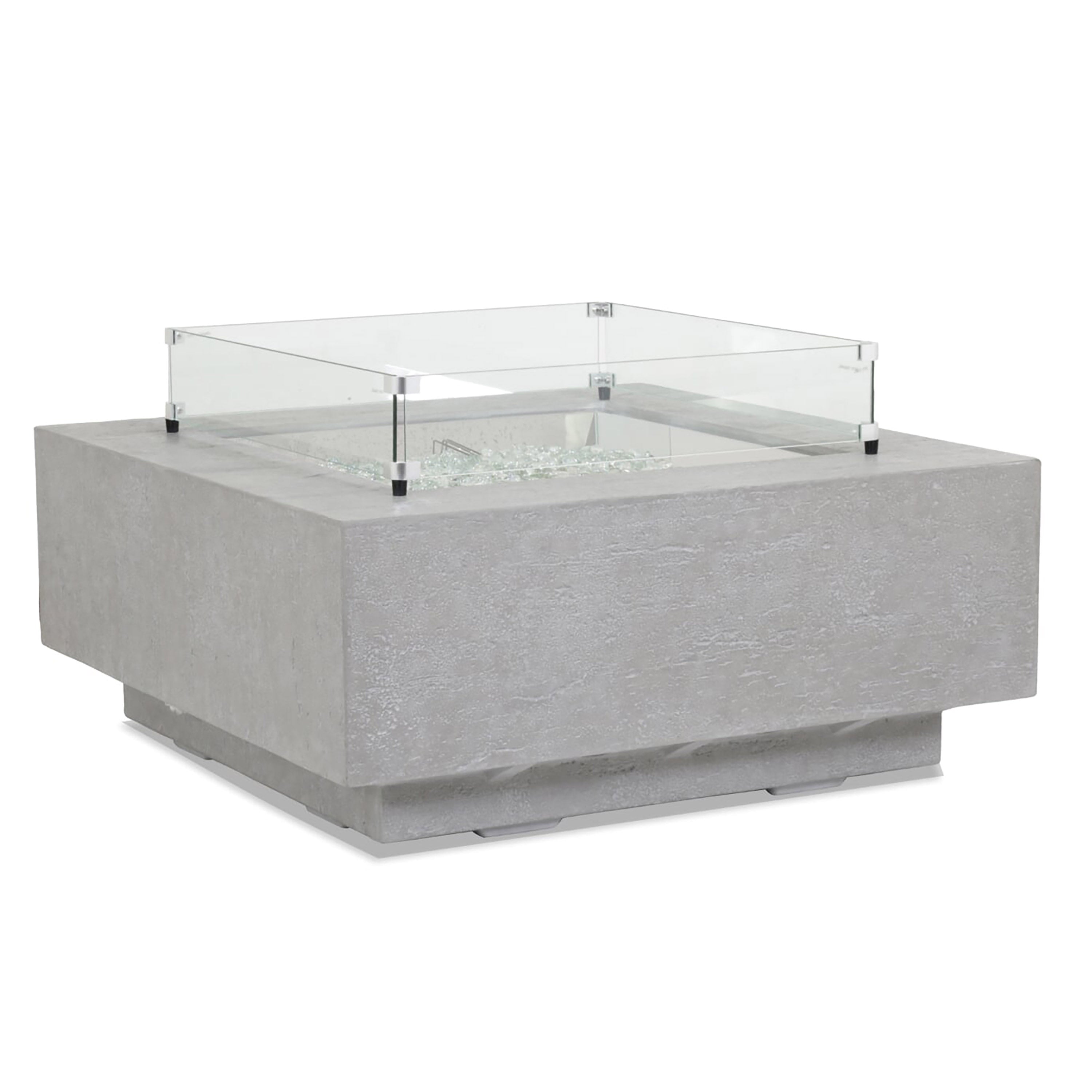 Sunset West Gravelstone Square Fire Table w/ Glass Surround