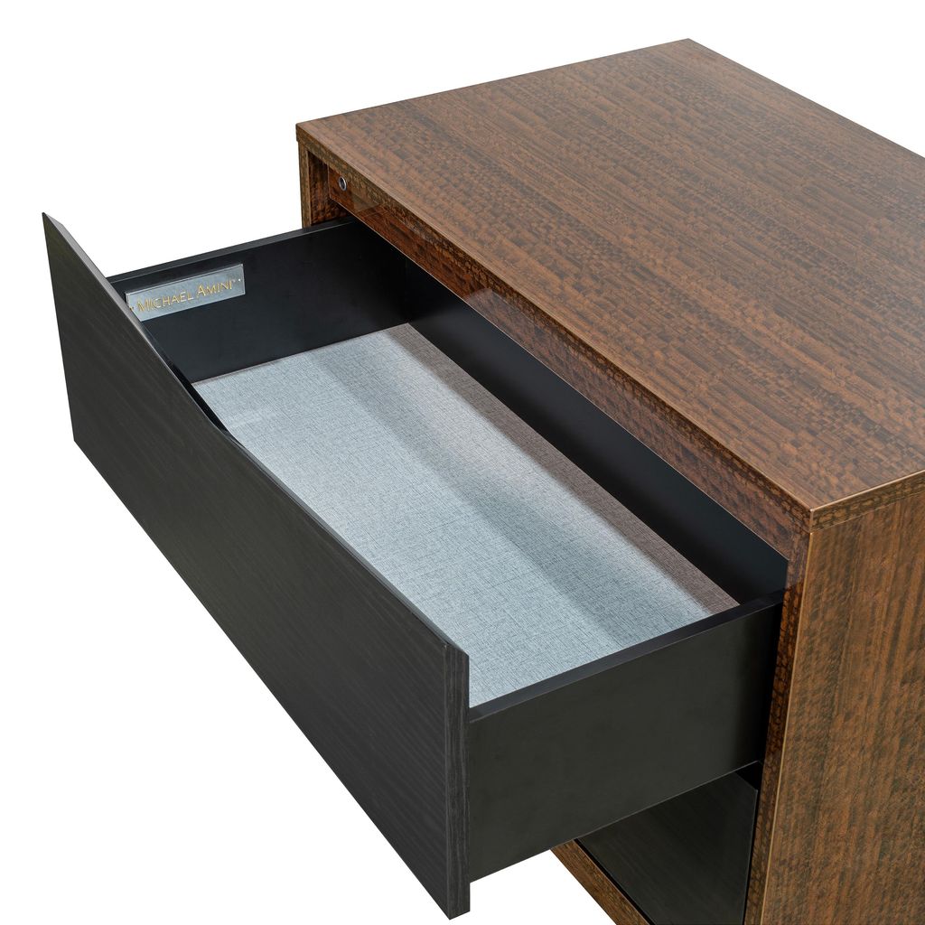 Michael Amini Kayner 2-Drawer Nightstand - Charcoal