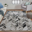 Feizy Micah 3048F Modern Chevron Rug in Black/Gray/Silver