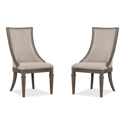 Magnussen Home Lancaster Dovetail Grey Upholstered Arm Chair Set of 2