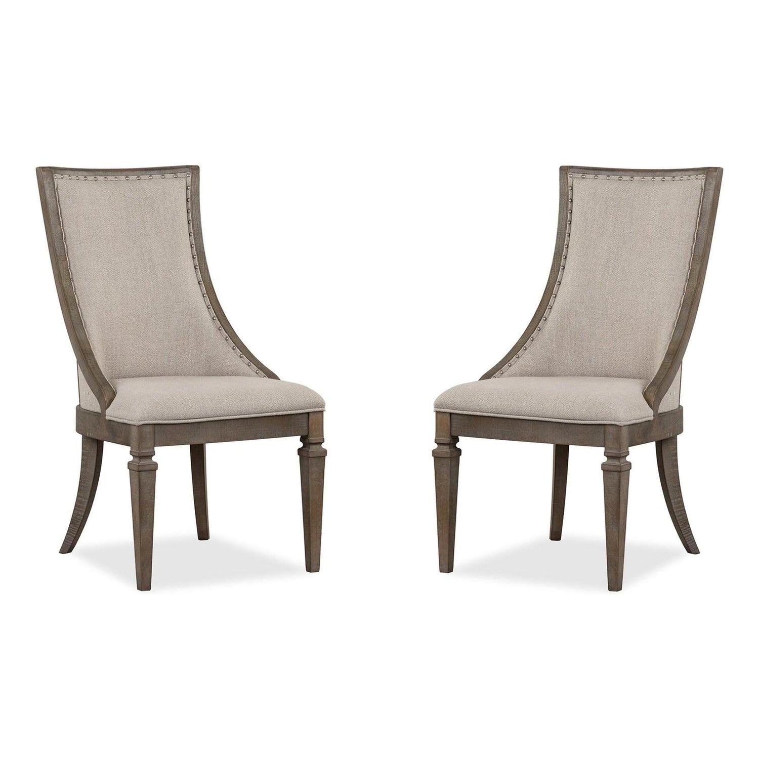 Magnussen Home Lancaster Dovetail Grey Upholstered Arm Chair Set of 2