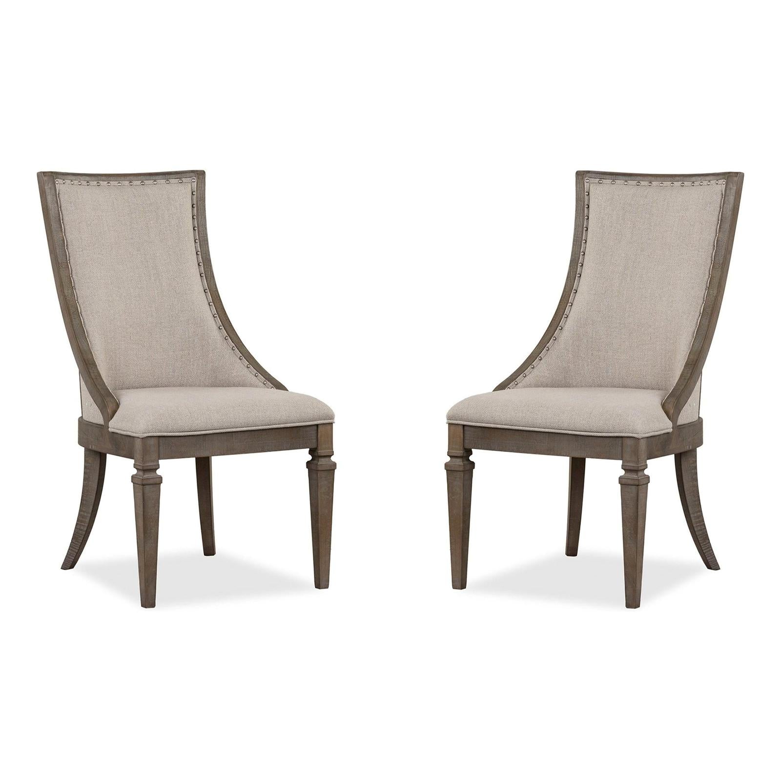 Magnussen Home Lancaster Dovetail Grey Upholstered Arm Chair Set of 2