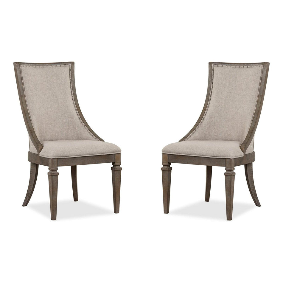 Magnussen Home Lancaster Dovetail Grey Upholstered Arm Chair Set of 2