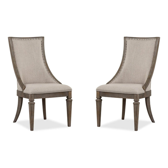 Magnussen Home Lancaster Dovetail Grey Upholstered Arm Chair Set of 2