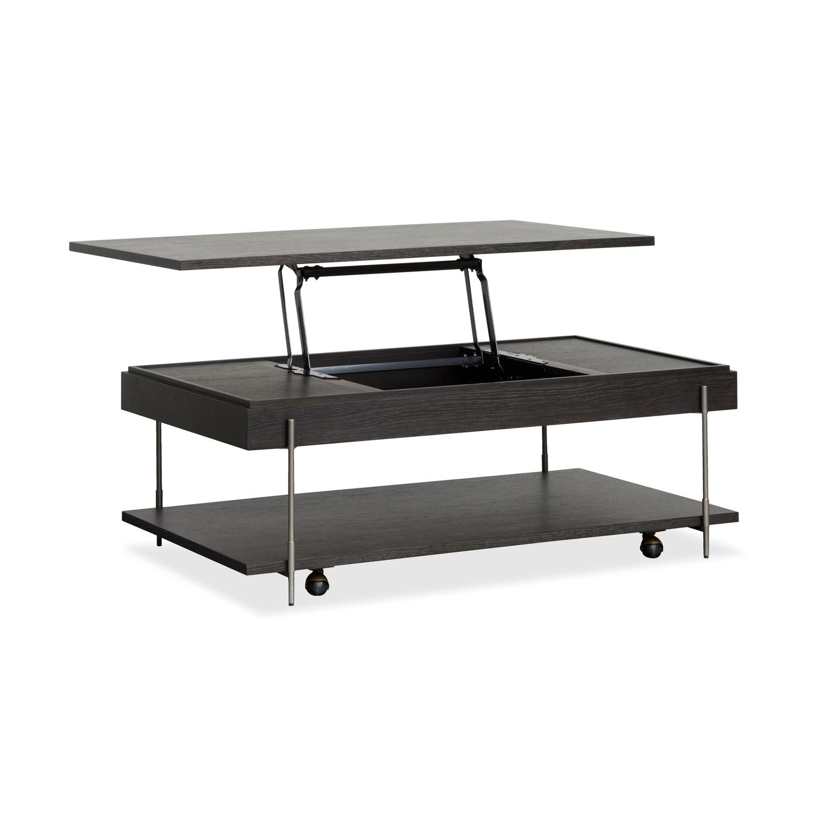 Magnussen Home Spencer Dark Briarsmoke Lift Top Storage Cocktail Table With Casters