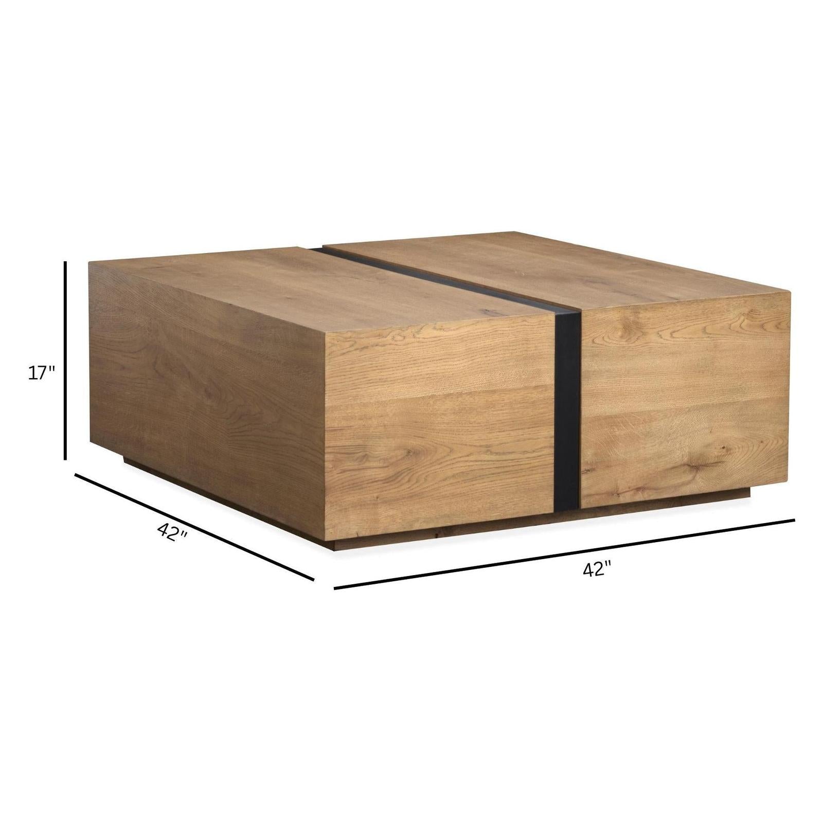 Magnussen Home Ripley Rustic Caramel And Dark Bronze Square Cocktail Table With Casters