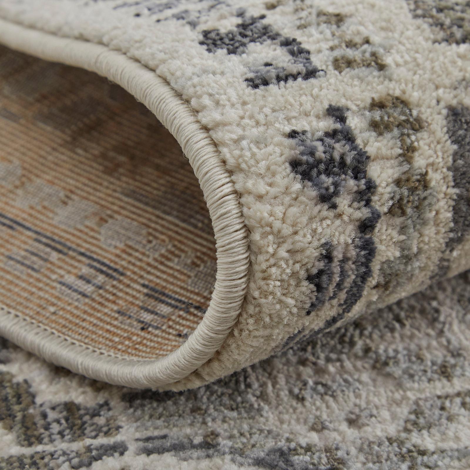 Feizy Kano 3874F Transitional Distressed Rug in Ivory/Taupe/Gray