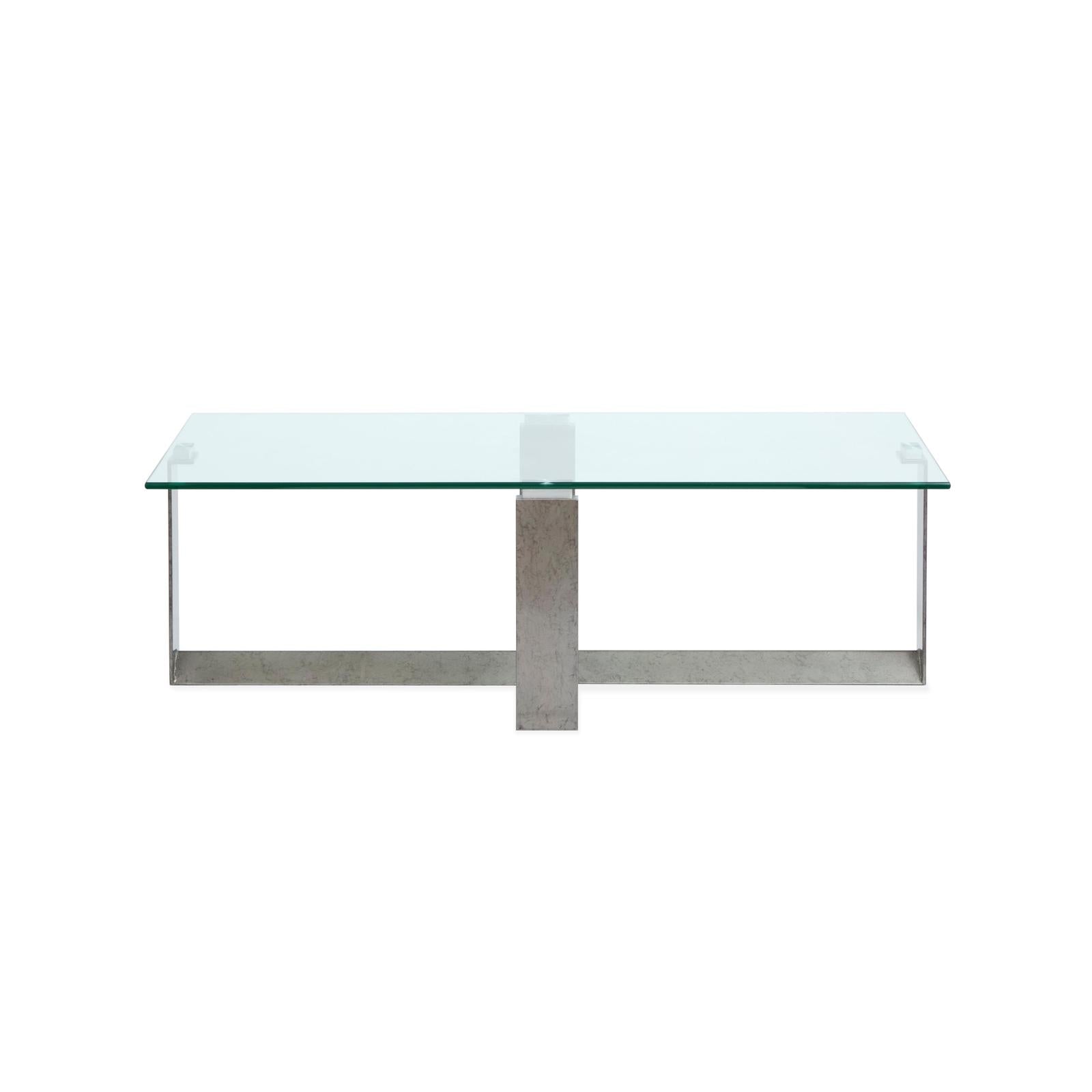 Magnussen Home Holden Aged Pewter & Chrome Pucks Rectangular Cocktail Table