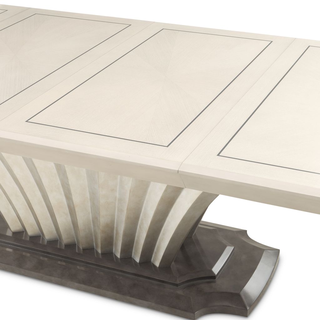 Michael Amini Fantosini Pedestal Dining Table - Silver Mist