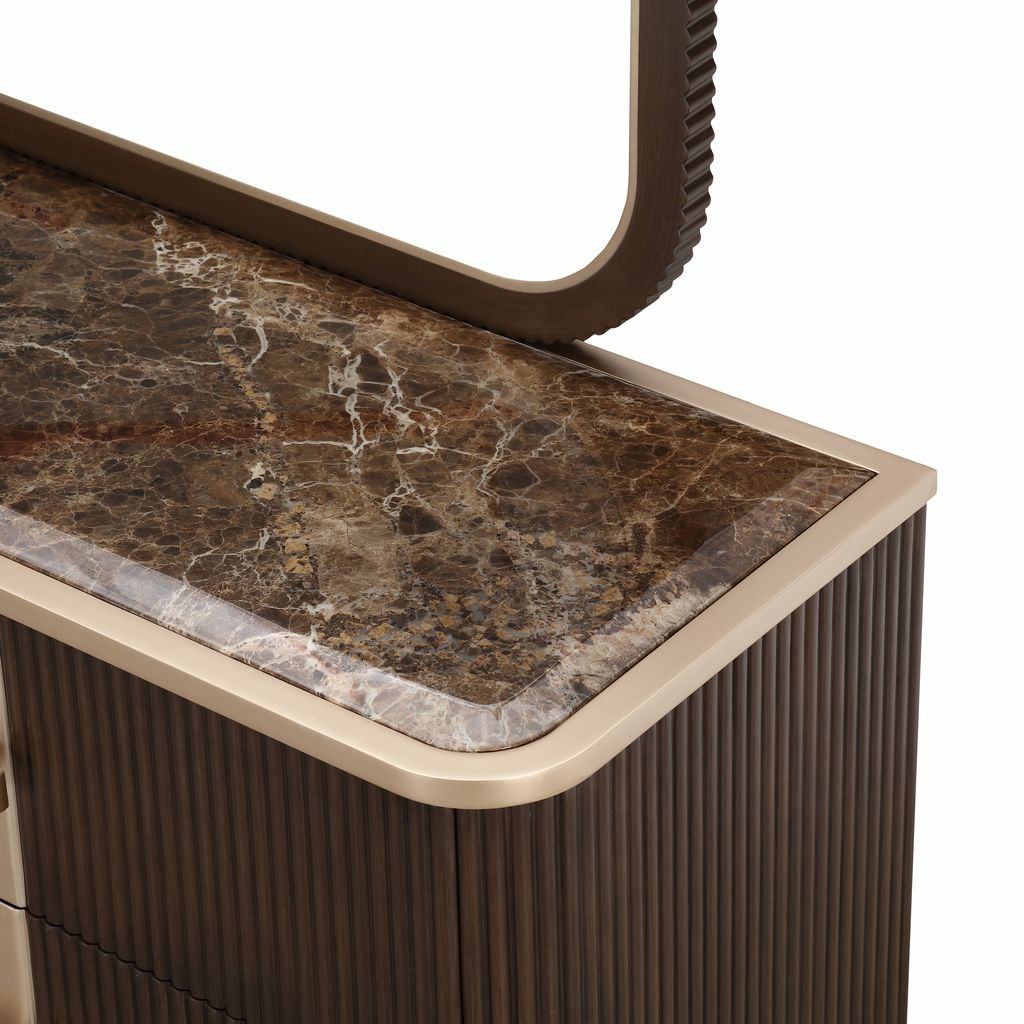 Michael Amini West Kensington Dresser with Mirror - Medium Espresso