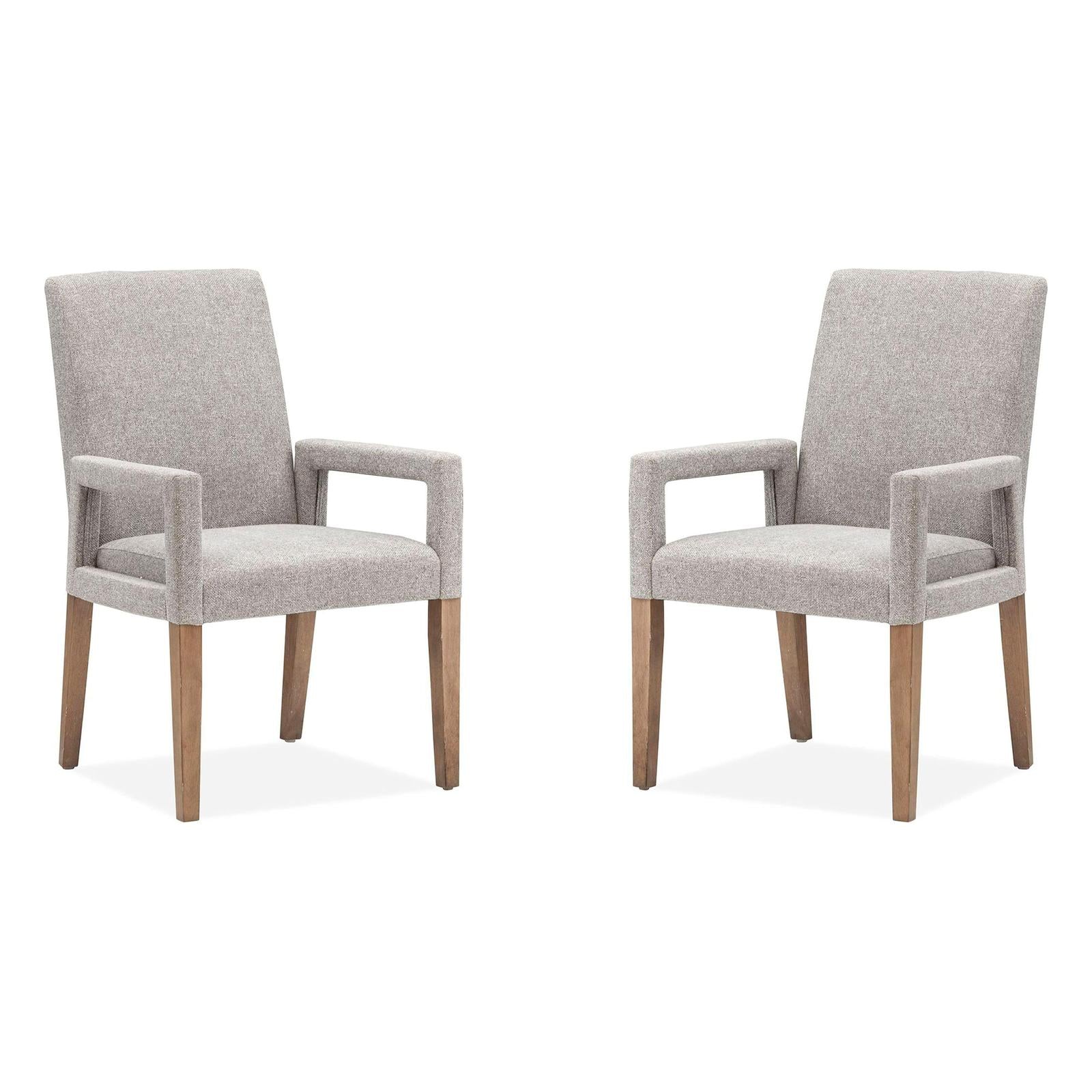 Magnussen Home Lindon Belgian Wheat Upholstered Arm Chair Set of 2