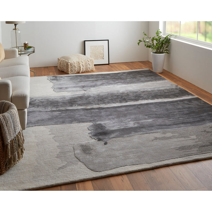 Feizy Anya 8921F Transitional Abstract Rug in Gray/Blue/Ivory