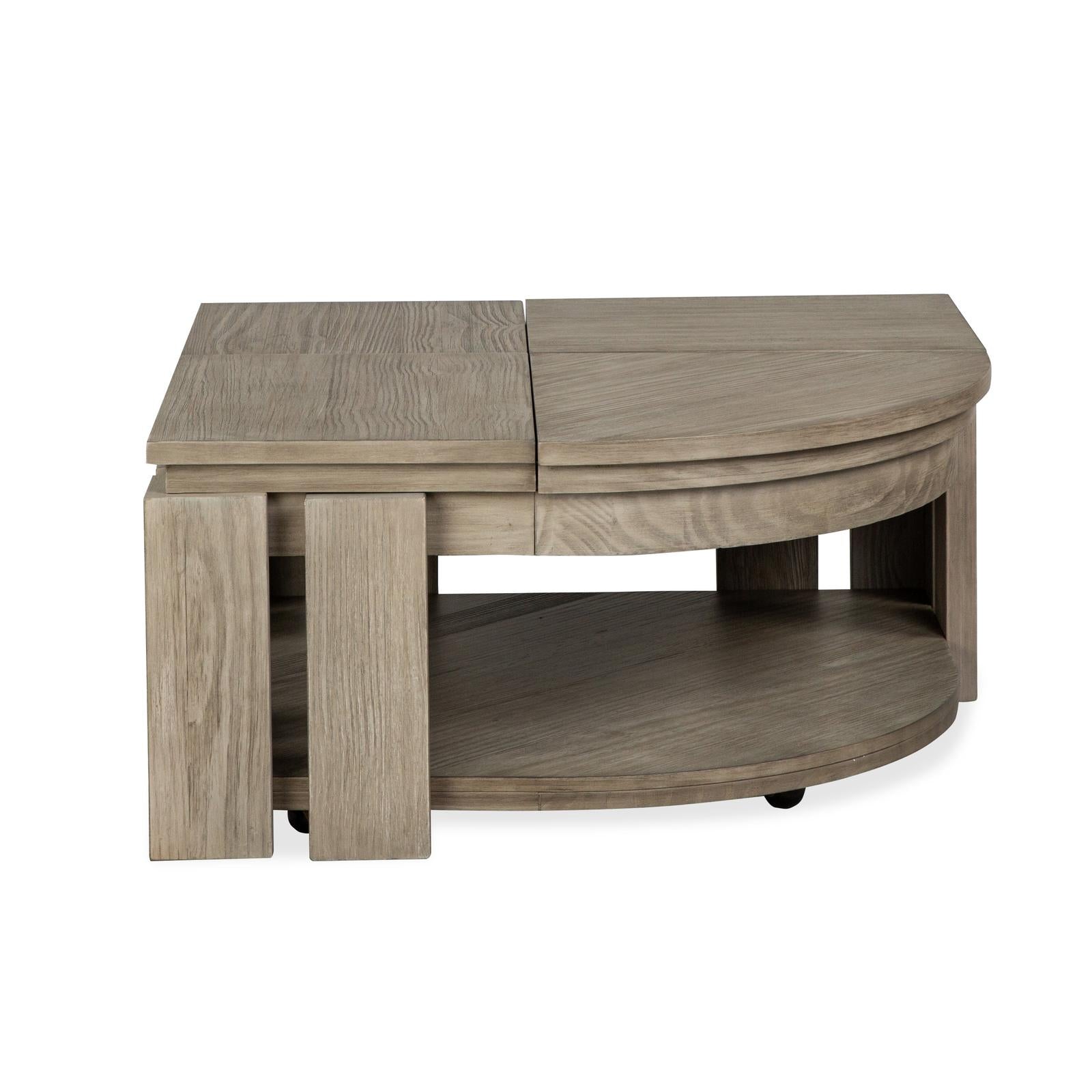 Magnussen Home Conrad Stone Harbor Grey Pie Shaped Lift Top Storage Cocktail Table With Casters