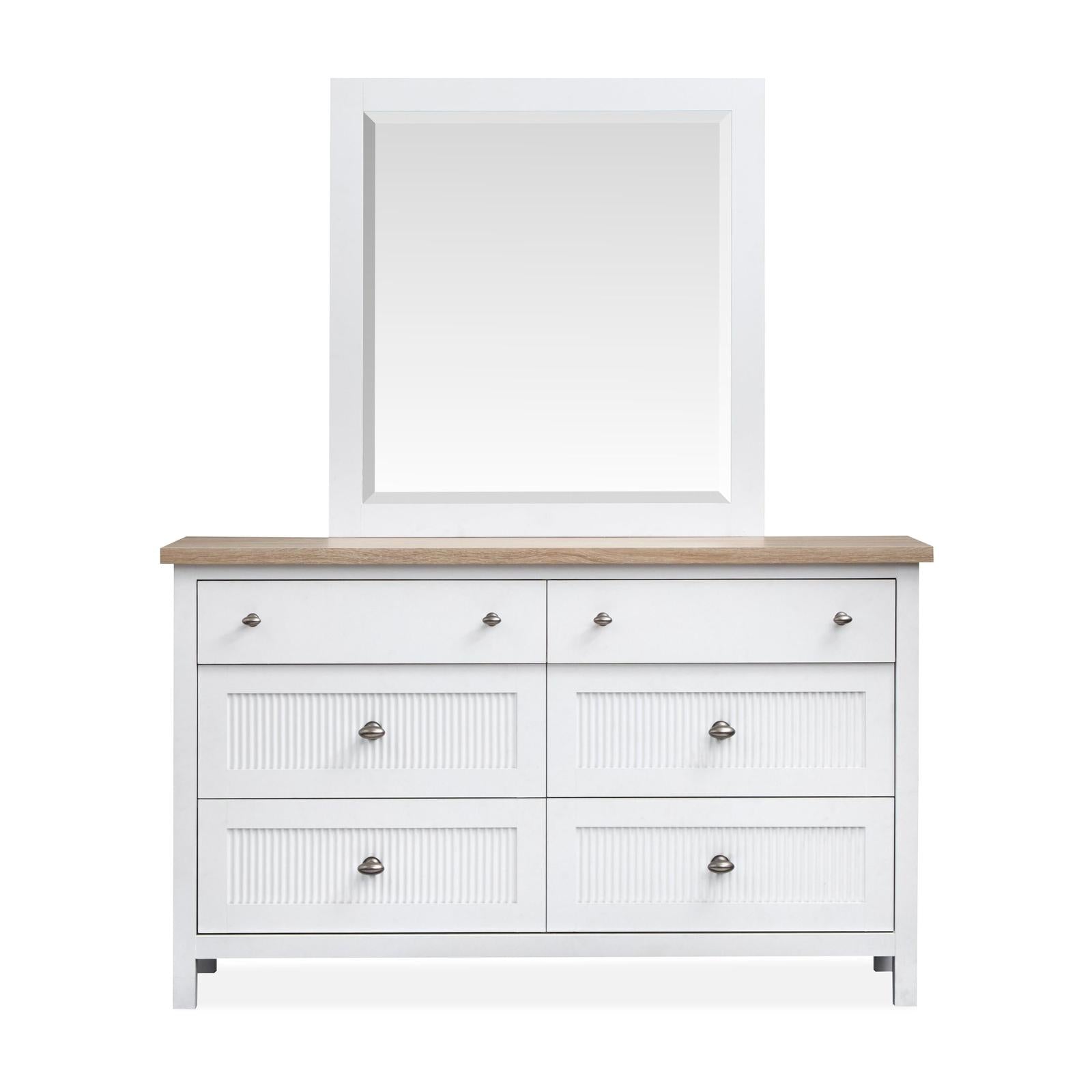 Salt Life Home Windmill Harbour White Whisp and Sand Double Drawer Dresser with Portrait Mirror Sale