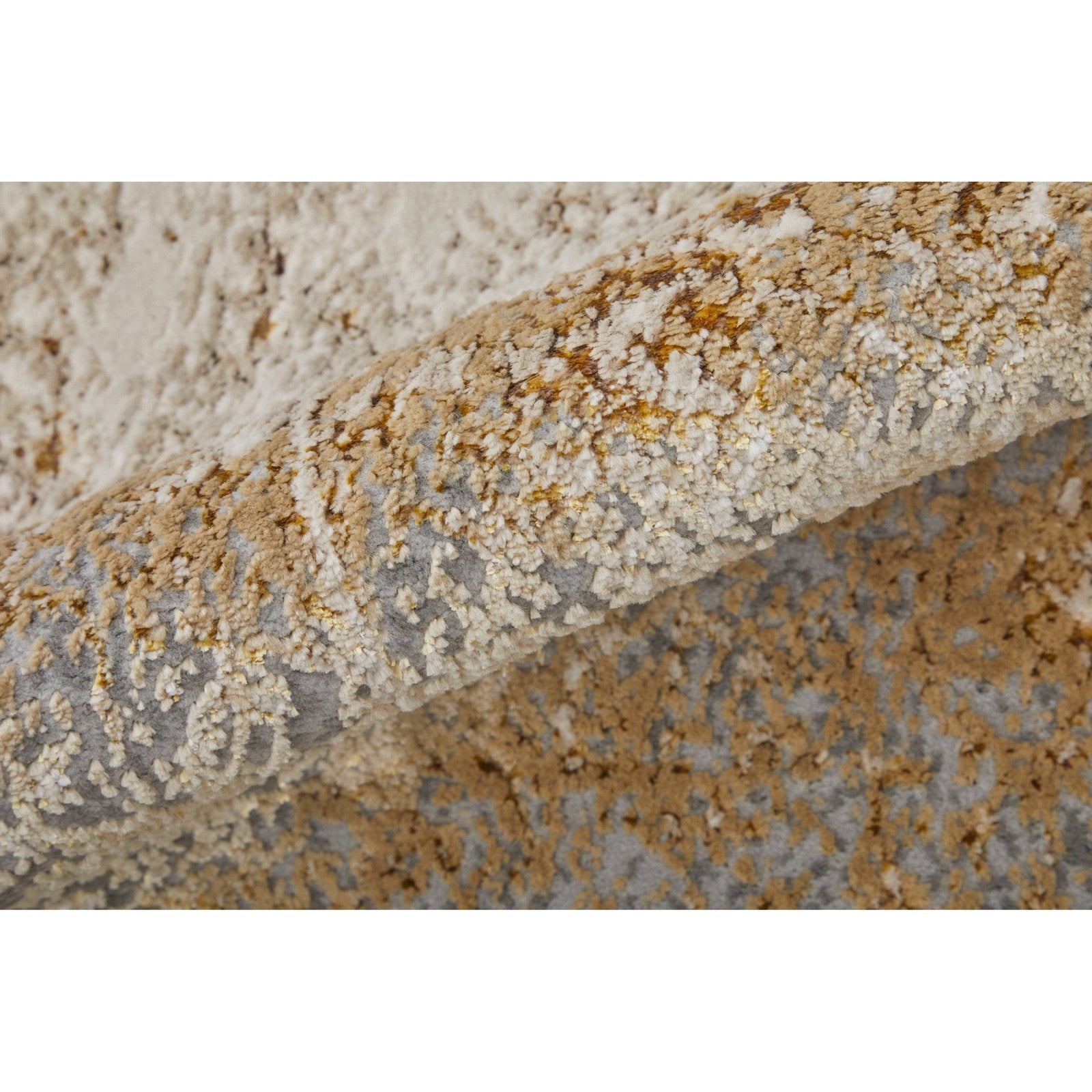 Feizy Aura 39LNF Modern Abstract Rug in Ivory/Brown/Gray