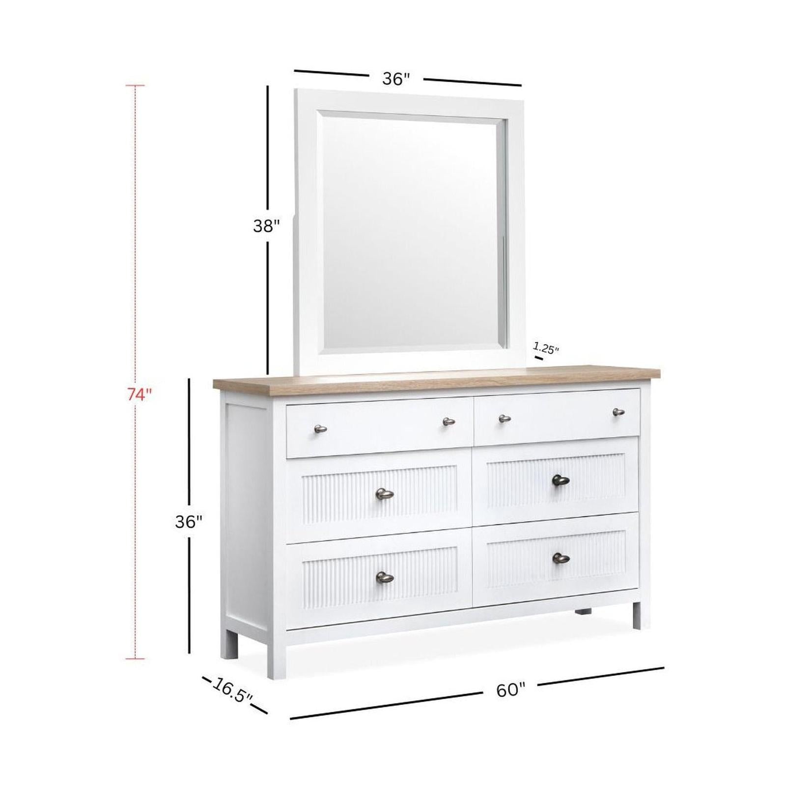 Salt Life Home Windmill Harbour White Whisp and Sand Double Drawer Dresser with Portrait Mirror Sale