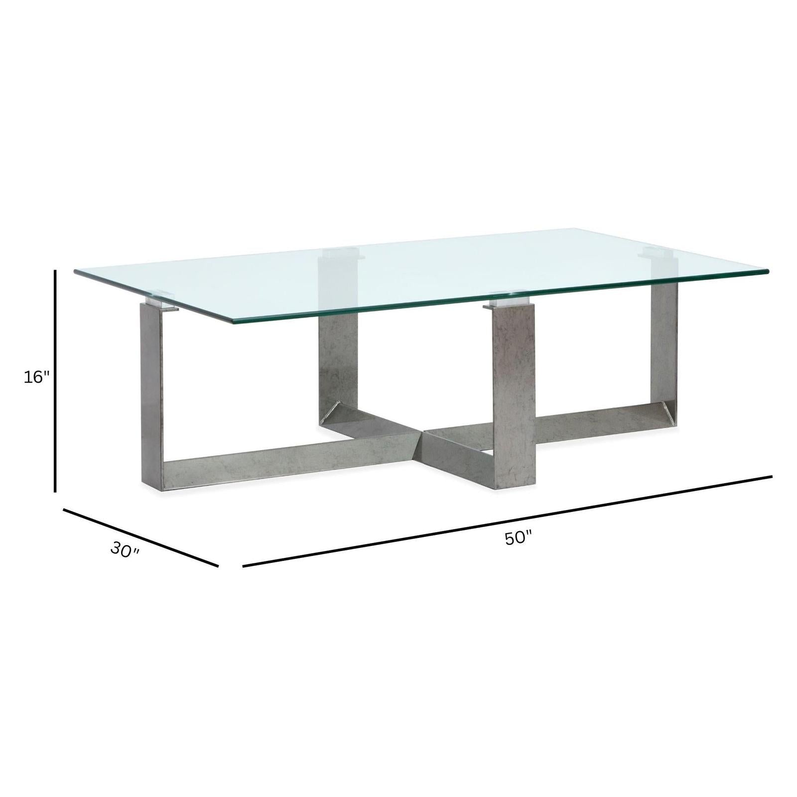 Magnussen Home Holden Aged Pewter & Chrome Pucks Rectangular Cocktail Table