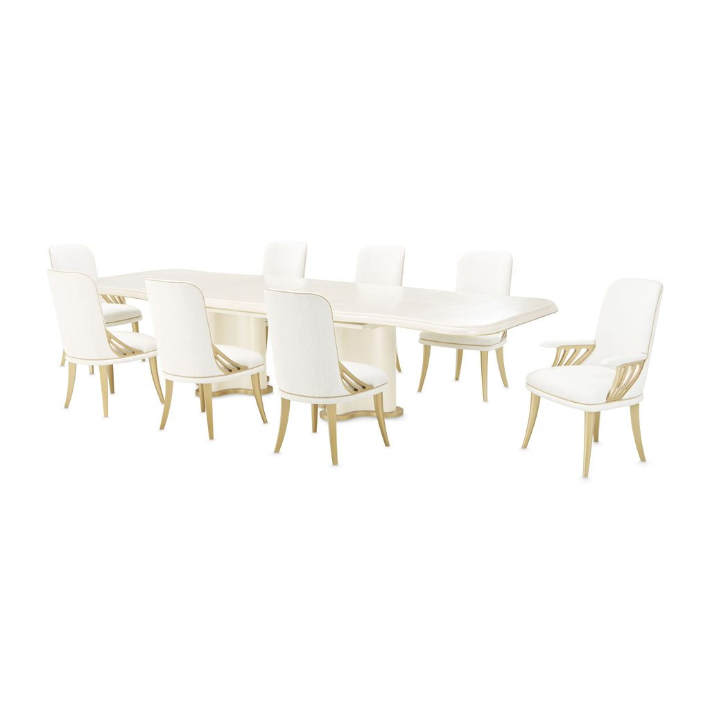 Michael Amini La Terrazza Double Pedestal Dining Table - Creamy Pearl
