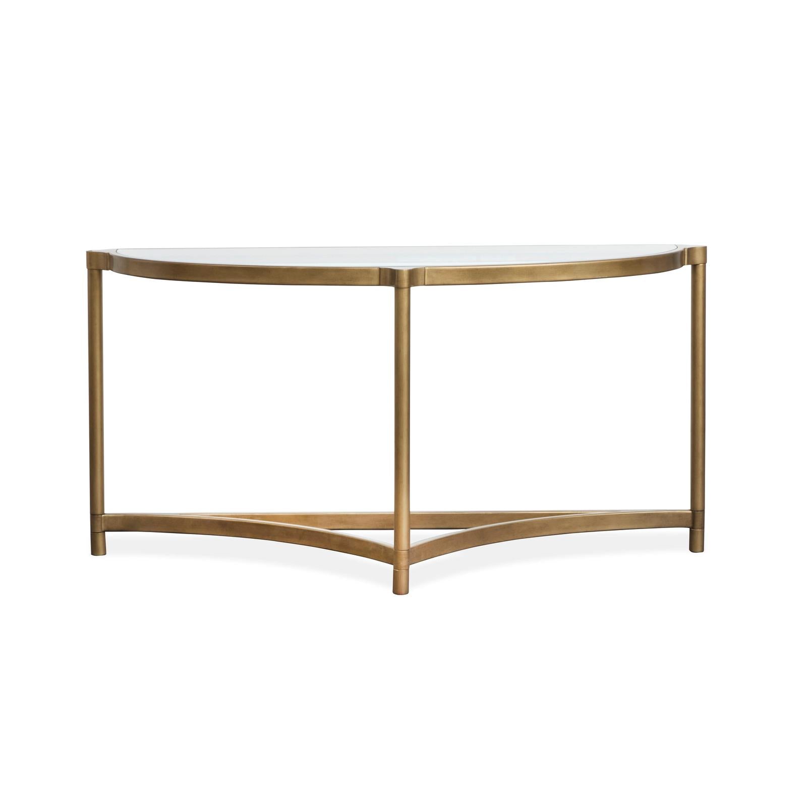 Magnussen Home Cassidy Aged Brass & Volakas Classic Demilune Sofa Table