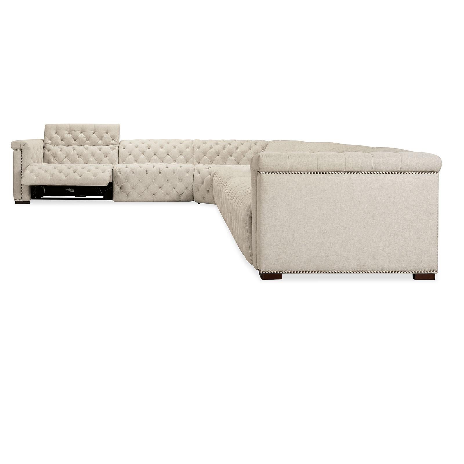 Hooker Furniture Savion Deux 6 Seat Sectional with Three Power Recliners and Seven Power Headrests