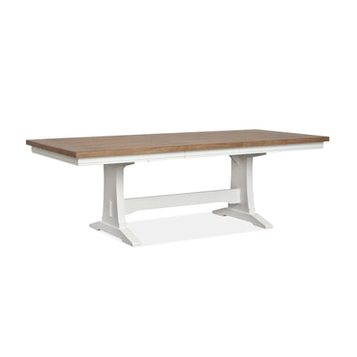 Magnussen Home Kingston Whisper White & Cerused Nutmeg Extendable Trestle Dining Table
