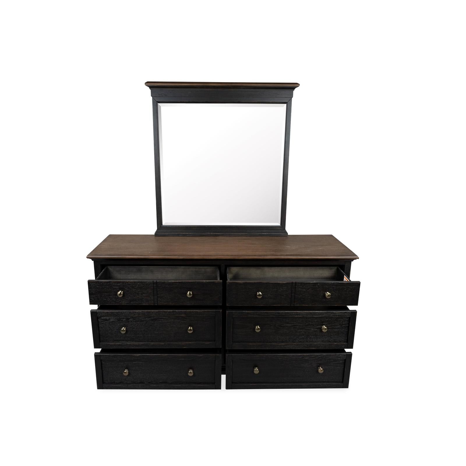 Magnussen Home Surrey Brown Double Drawer Dresser With Portrait Mirror