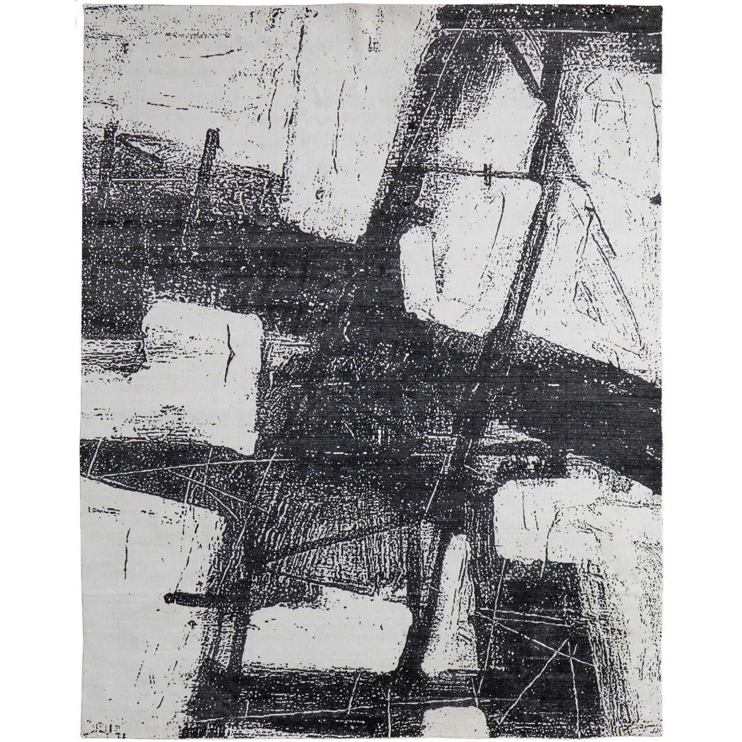 Feizy Coda 8927F Modern Abstract Rug in Black/White