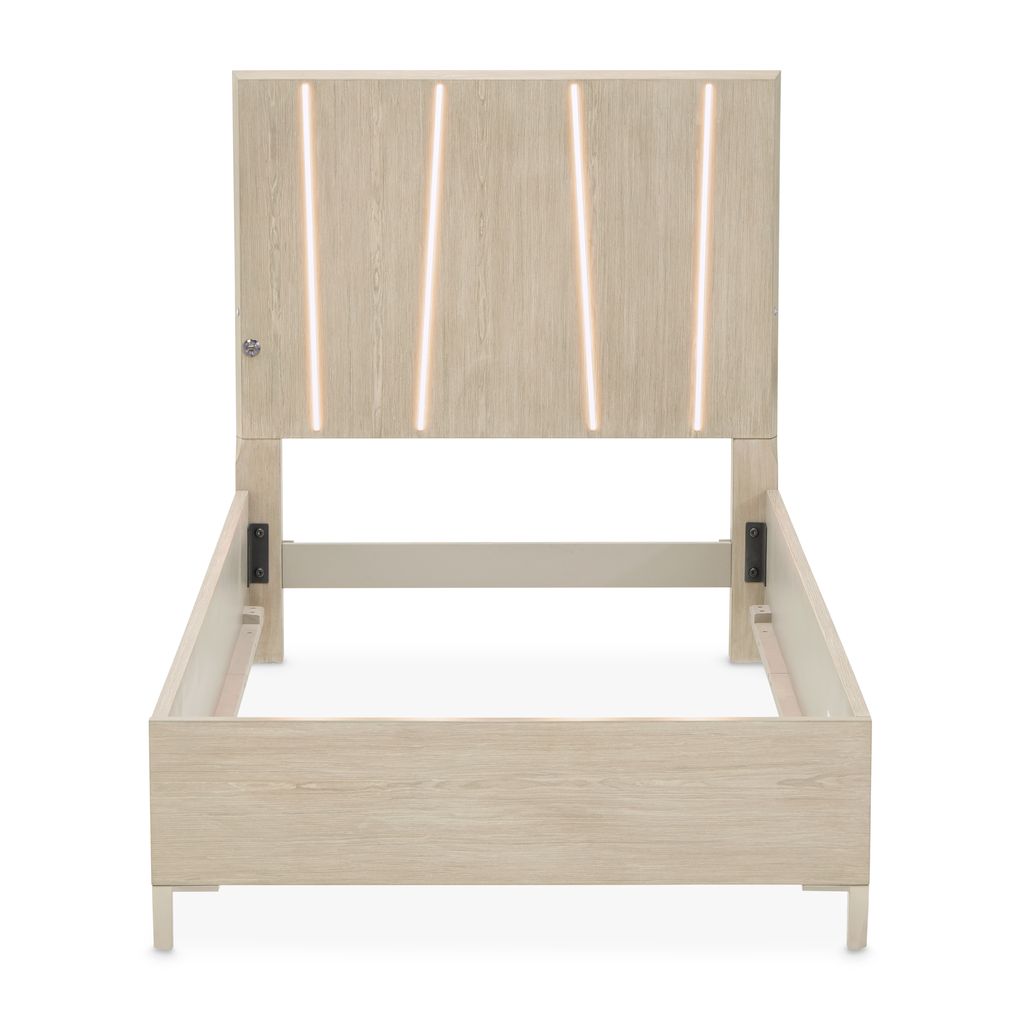 Michael Amini Lotus Bay Panel Bed with LED Lights - Sand